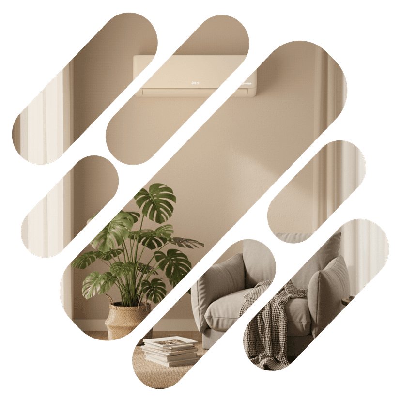 Living room with an air conditioner